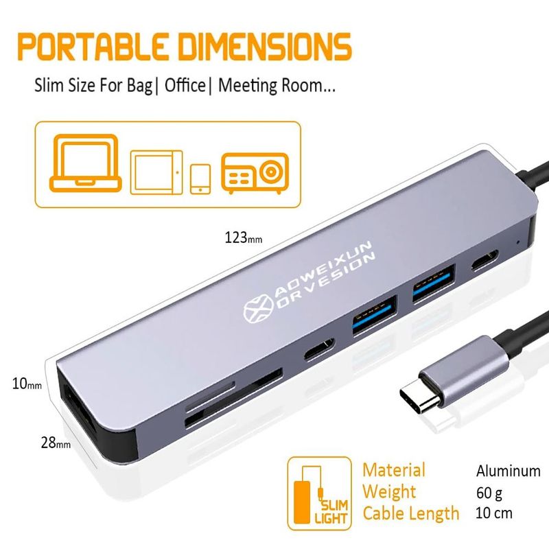 GENERICO - Adaptador 7 en 1 HDMI A USB Con Soporte De Micro SD y Puerto USB 3.0