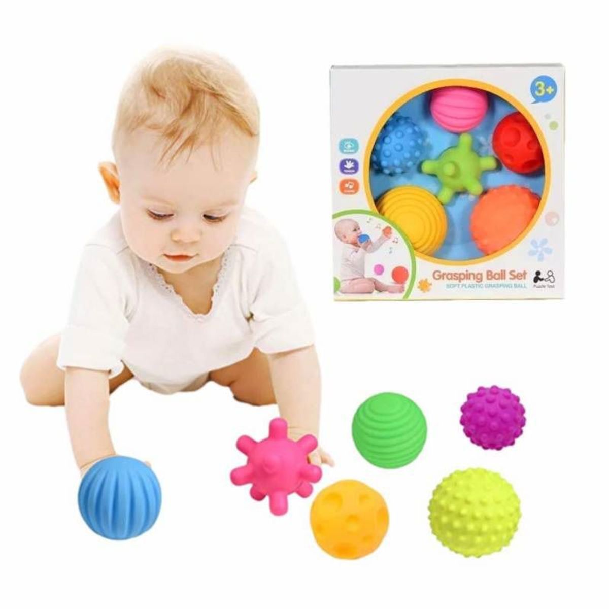 GENERICO - Set de 6 Pelotas Sensoriales con Texturas