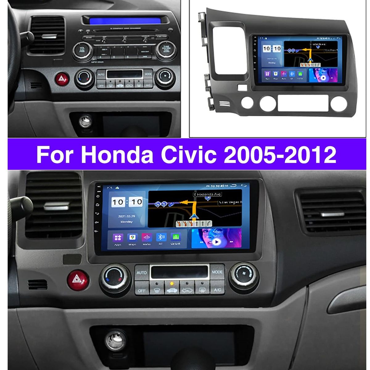 GENERICO - Autoradio Android Honda Civic 2006-2012 cámara Gratis