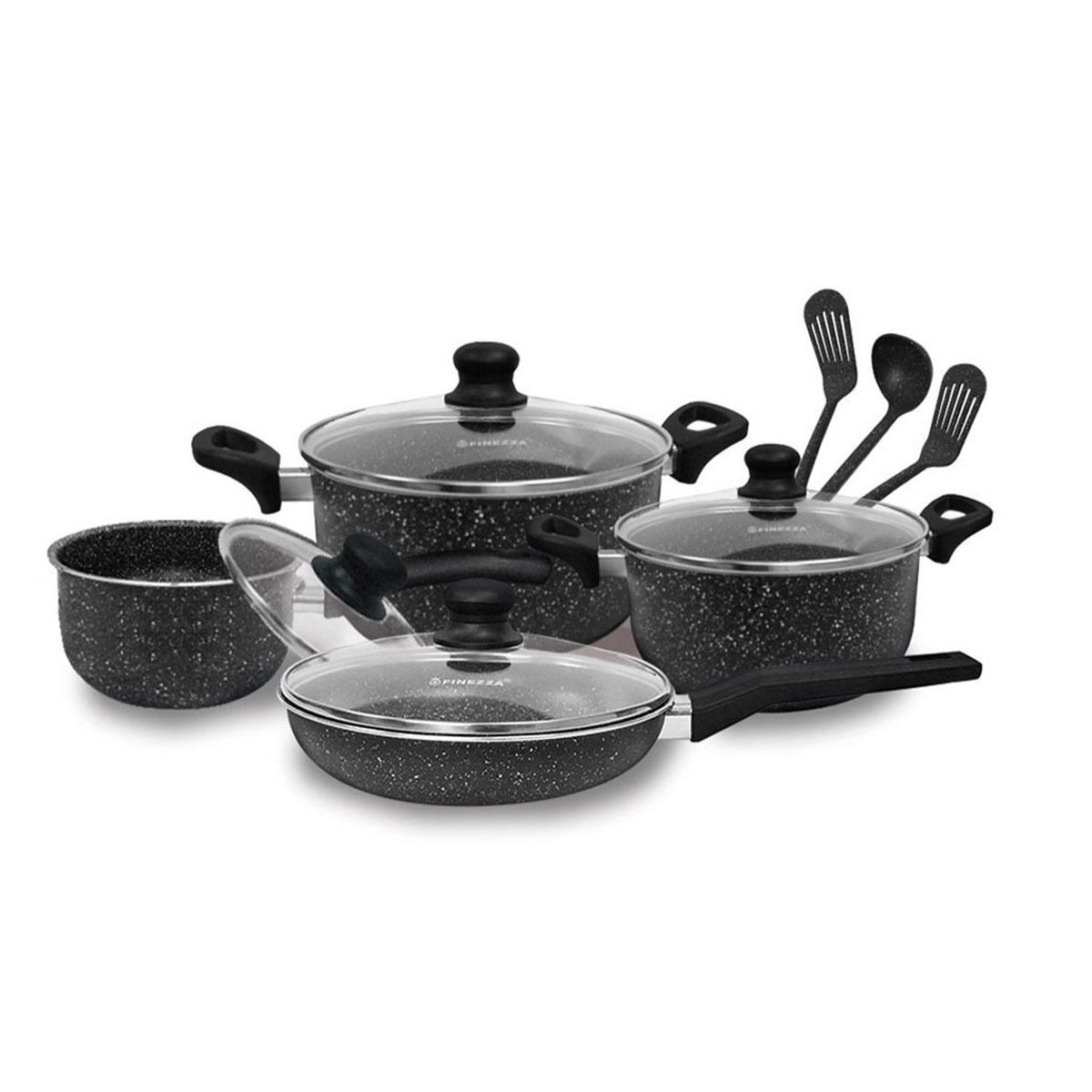 FINEZZA - Juego de ollas antiadherente 11 piezas Ultragranito Gris