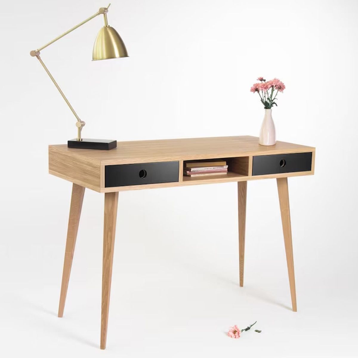 VENTITAS HOME - Escritorio Vintage Mureka 2 Cajones Ventitas Home Duna y Negro