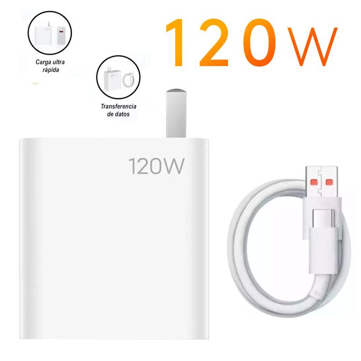 GENERICO - Cargador Para Celular Xiaomi 120W Carga Rápida 120 W Cable Tipo C
