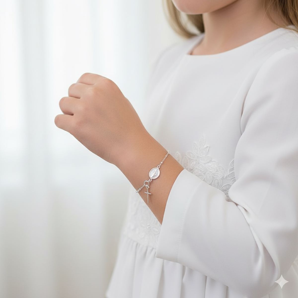 SANTORAL - Pulsera Denario Medalla Milagrosa 3mm - Plata