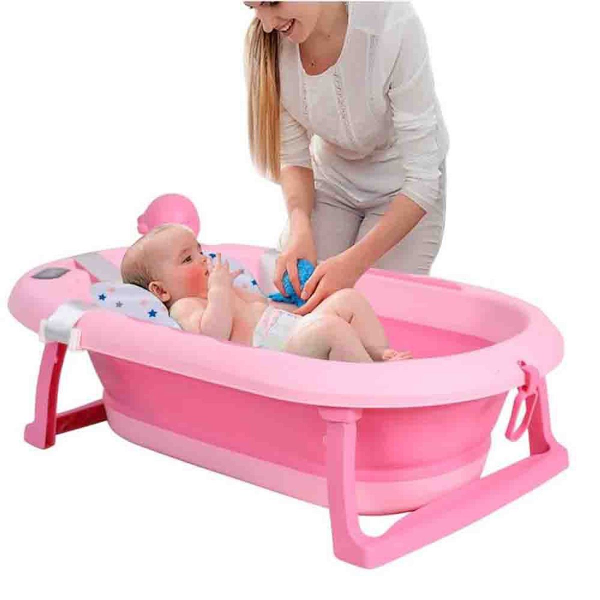 BABY KITS - Bañera Tina de Baño Plegable JELLY Termómetro 6 Accesorios