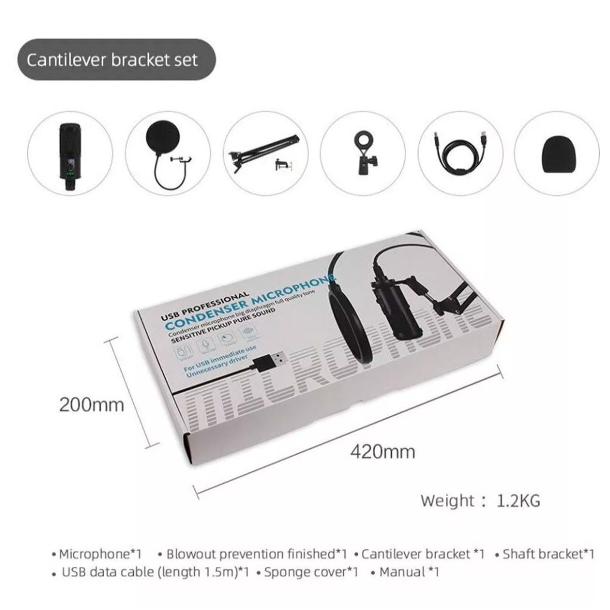 GENERICO - Micrófono Profesional Antipop Para Streaming Radio Podcast USB PARA PC