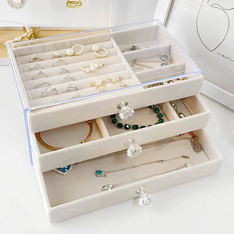 GENERICO - Organizador Acrílico para Joyas, Joyero Transparente con 3 Cajones