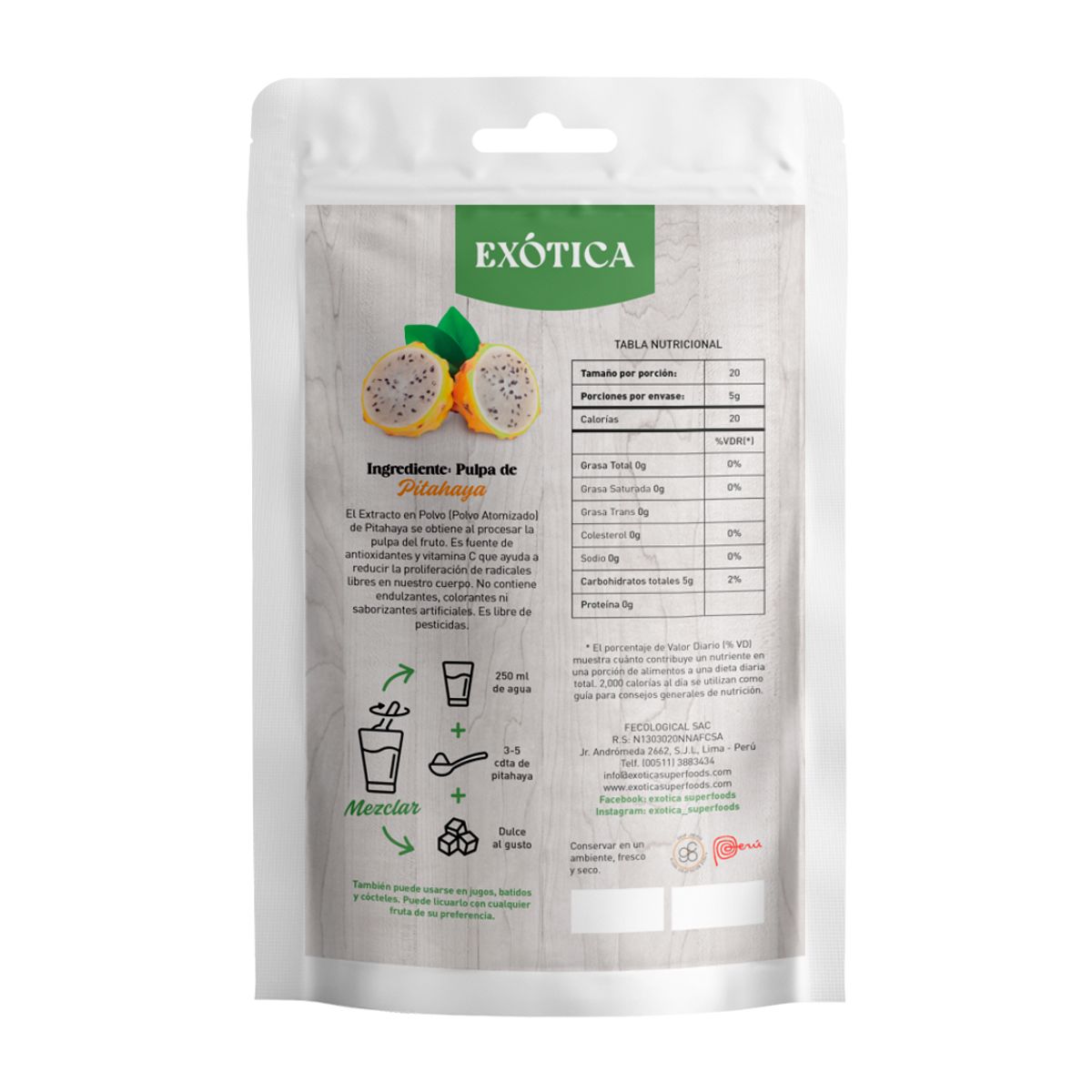 EXOTICA - Pitahaya polvo atomizado x 100 gr