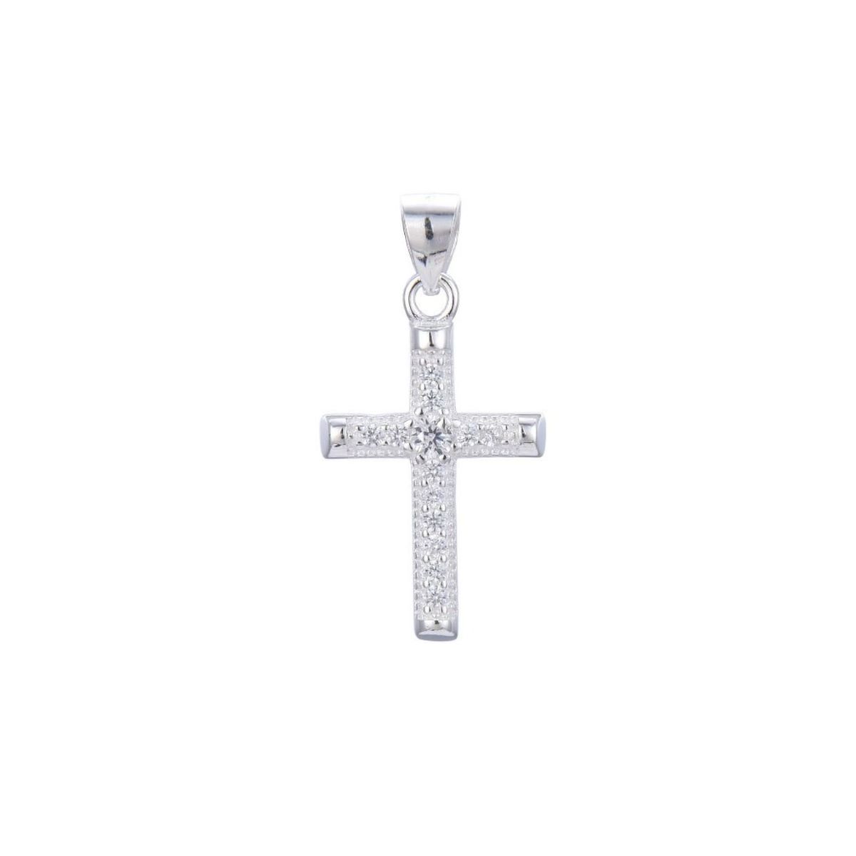 SANTORAL - Dije Cruz con Cristales - Plata