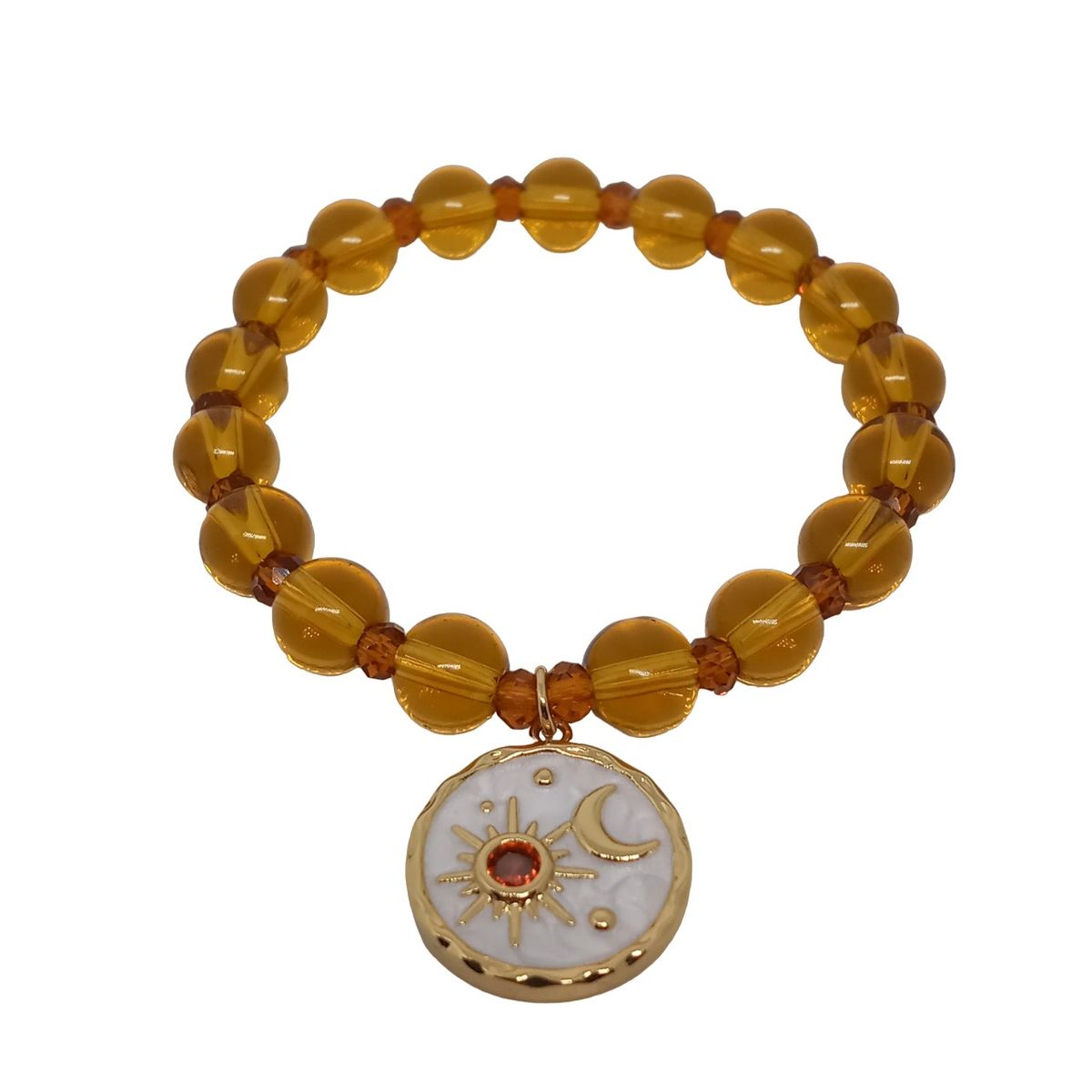 LUCYANA JOYAS Y ACCESORIOS - Pulsera para Mujer en Cuarzo Ámbar con Sol y Luna - JOYAS LUCYANA