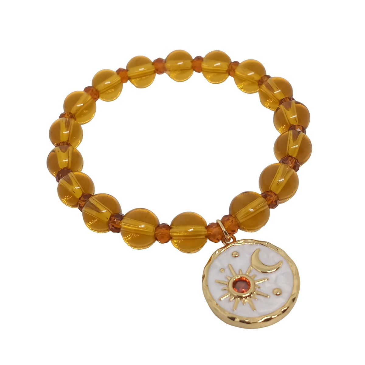 LUCYANA JOYAS Y ACCESORIOS - Pulsera para Mujer en Cuarzo Ámbar con Sol y Luna - JOYAS LUCYANA