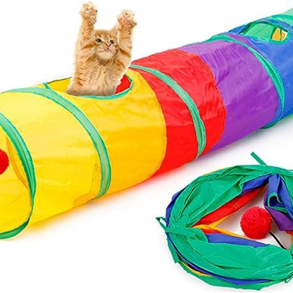 GENERICO - Juguete para Gato Túnel Plegable Arcoiris