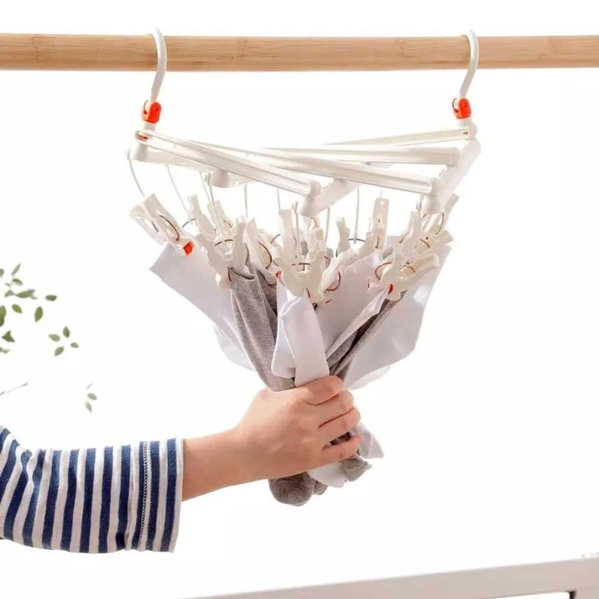 ELMEJORPRECIO - Colgador De Ropa Extensible 29 Ganchos Tipo Rodillo