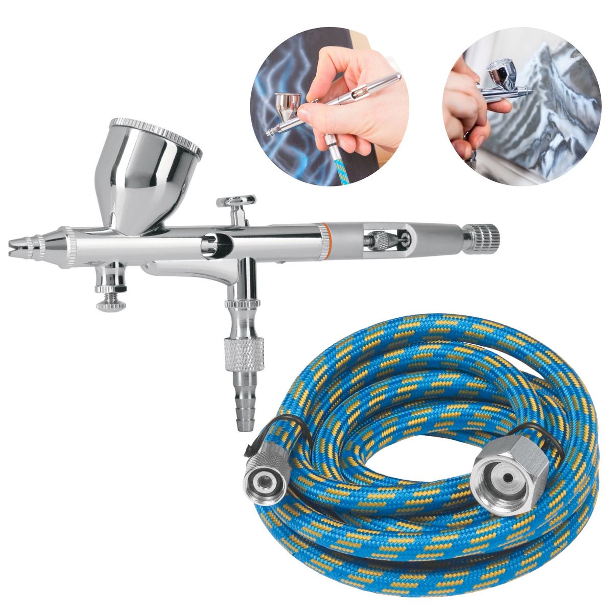 TRUPER - kit aerógrafo de gravedad con vaso fijo, 1 manguera de aire