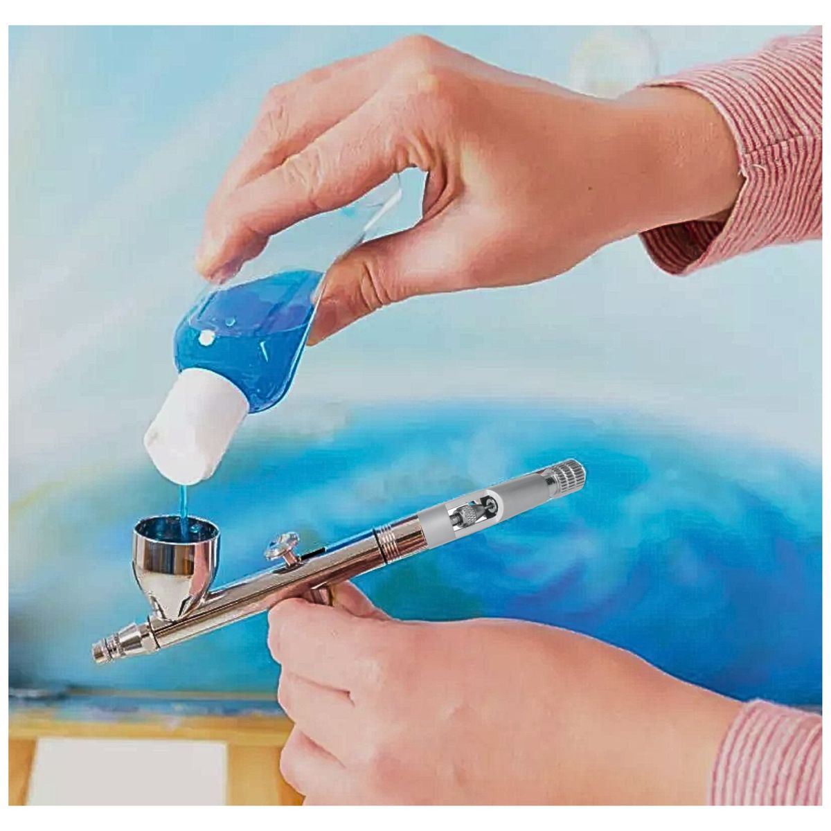 TRUPER - kit aerógrafo de gravedad con vaso fijo, 1 manguera de aire