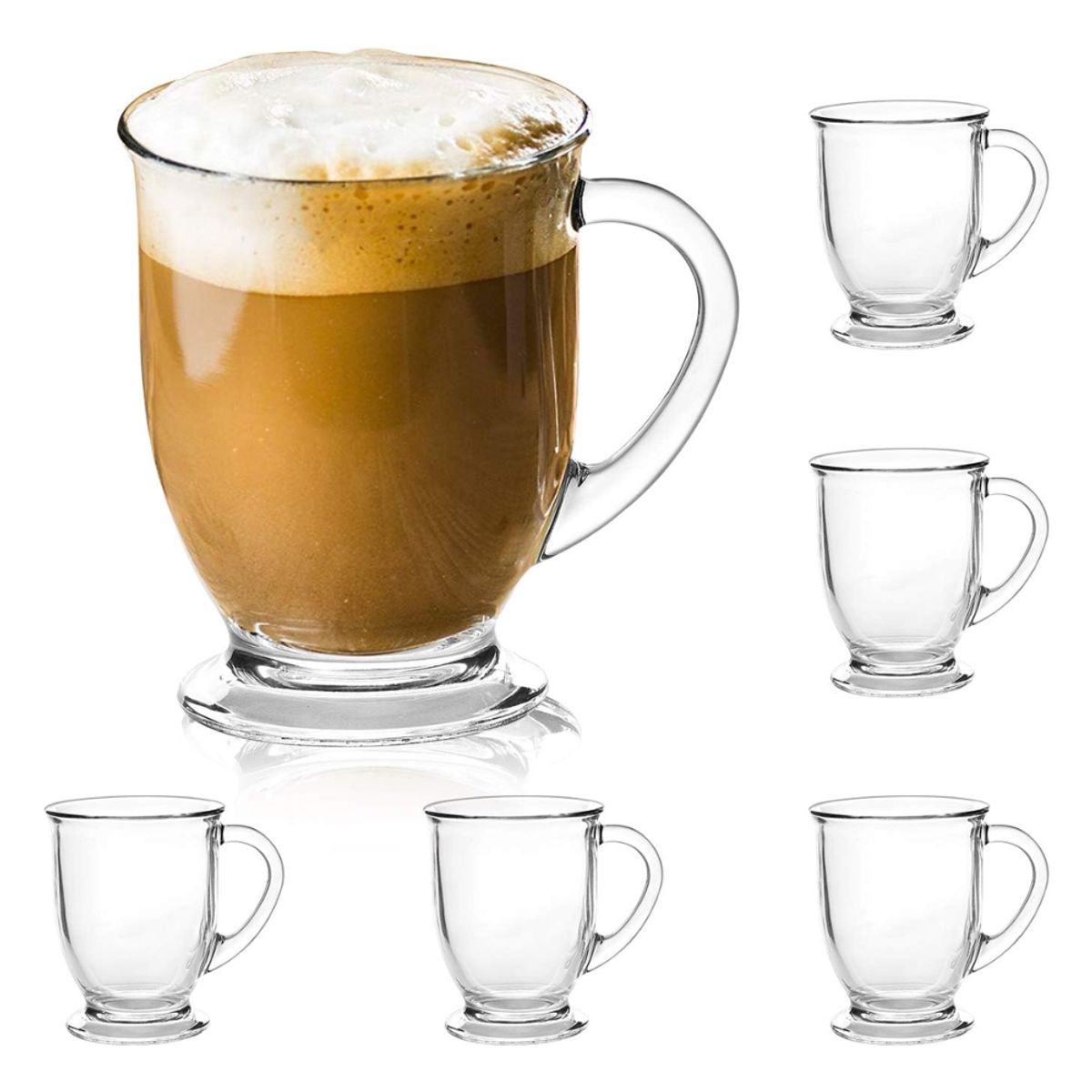 HYGGE - Juego de 6 Tazas de Vidrio para Café 440 ml