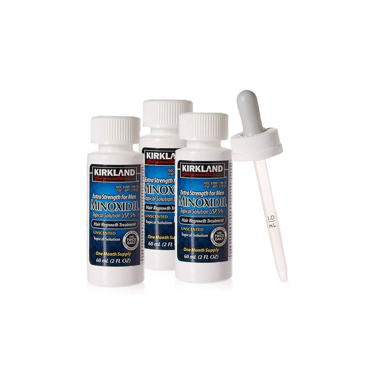 KIRKLAND - 3 Minoxidil Kirkland 5% + Gotero Original