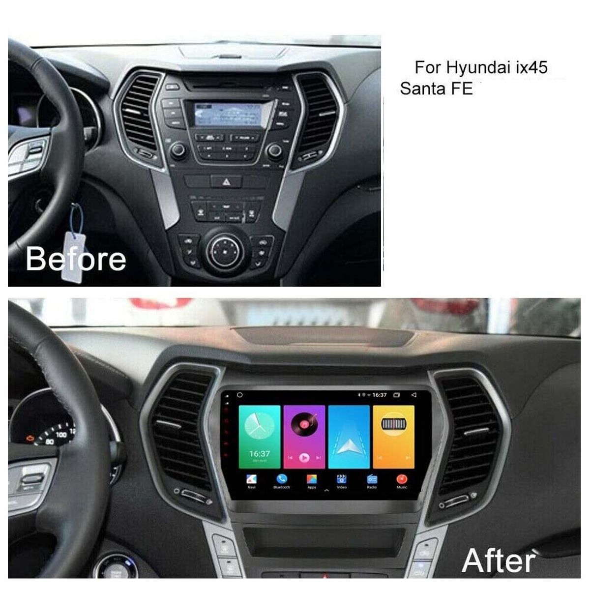 GENERICO - Autoradio Android Hyundai Santa Fe 2013-2018 cámara Gratis