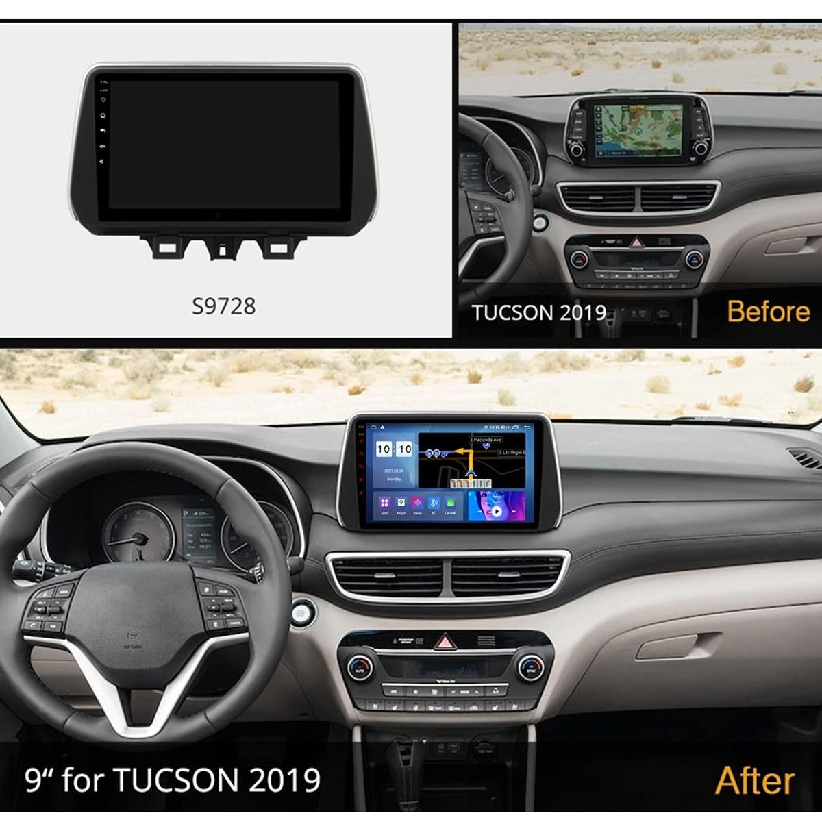 GENERICO - Autoradio Android Hyundai Santa Fe Tucson 2019-2020   cámara Gratis