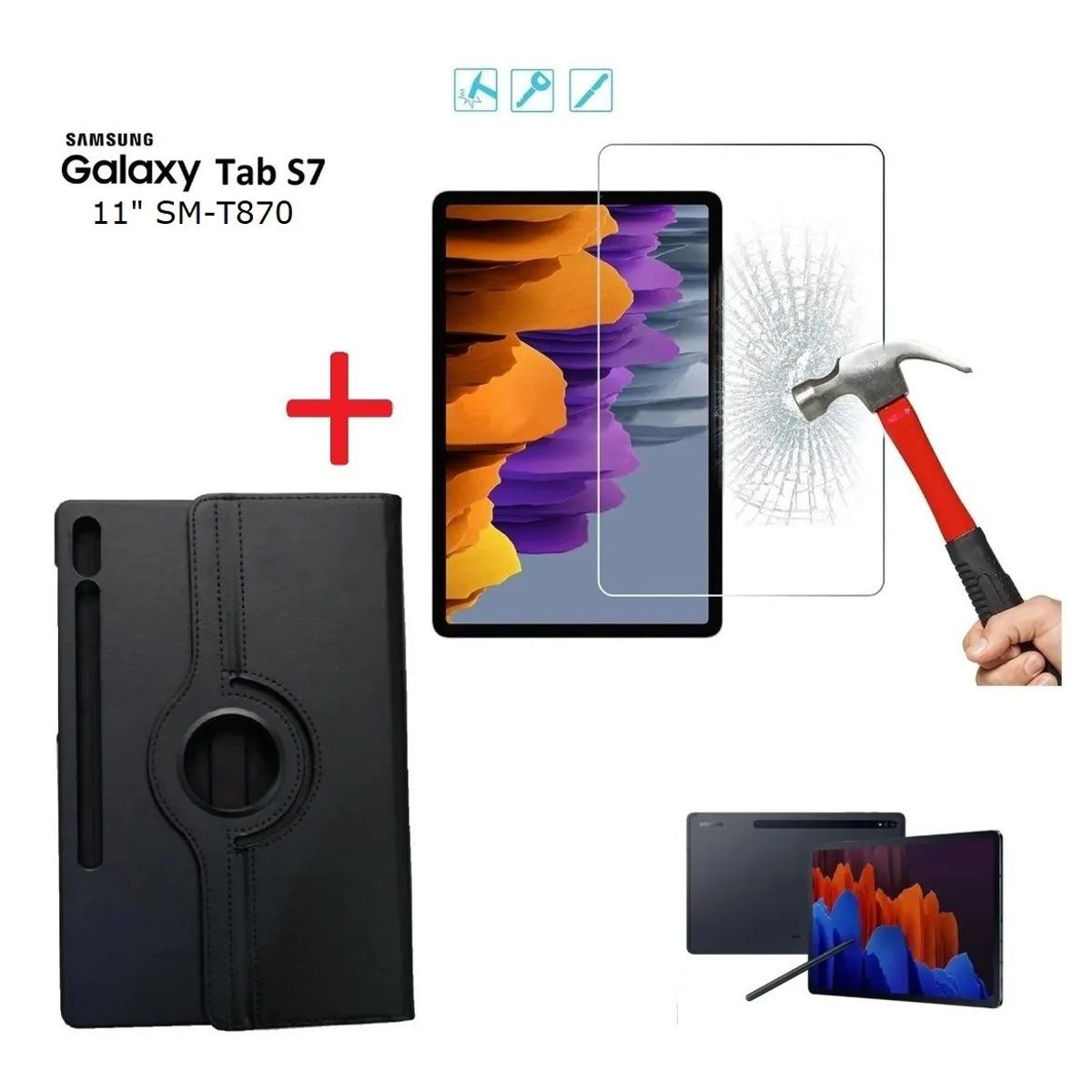 GENERICO - Funda Case + Protector de Pantalla para Samsung Tab S7 11.0 SM-T870