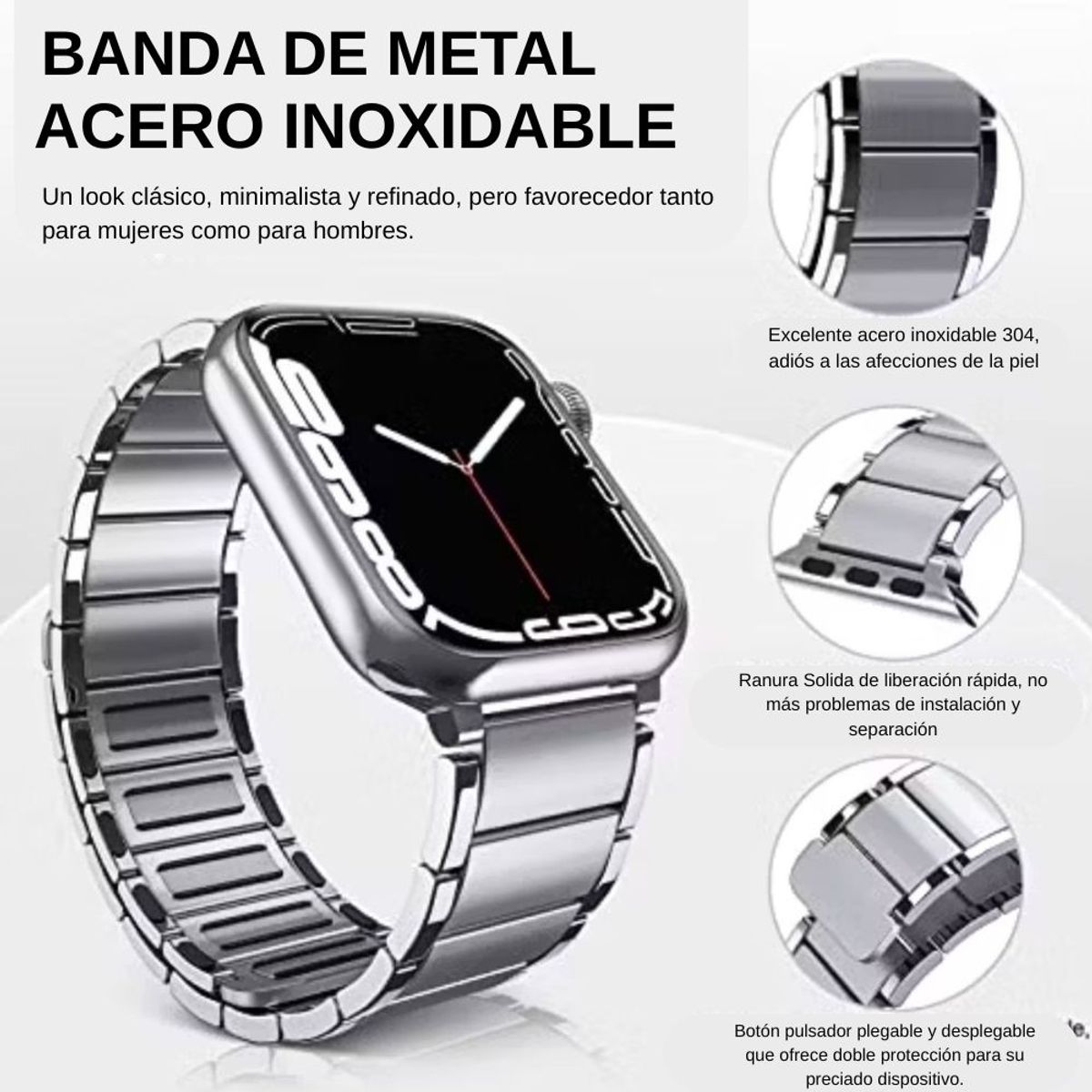 OEM - Correa Acero Inoxidable Magnetico para Apple Watch Two Section Plata