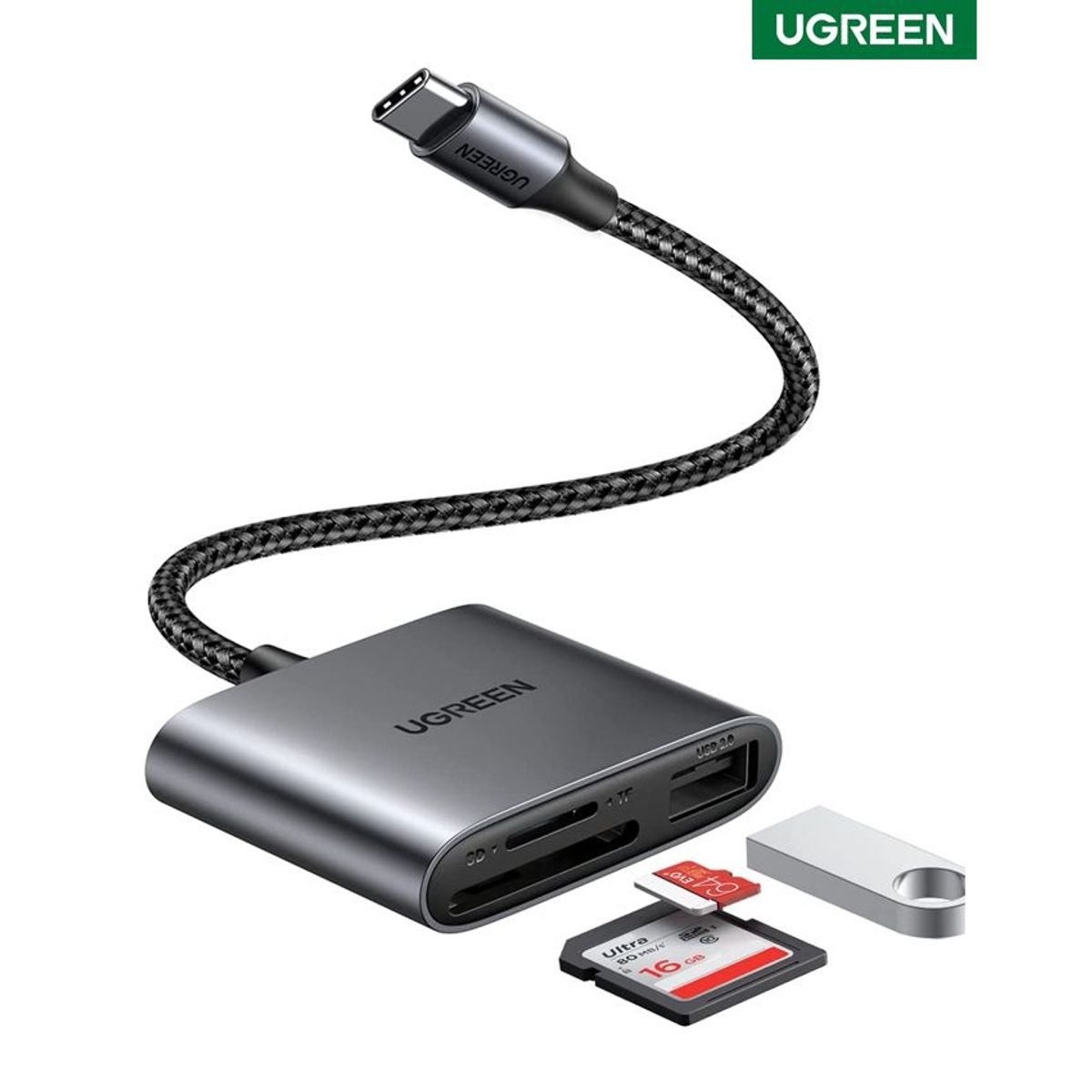 UGREEN - Lector de Tarjetas UGREEN 3en1 USB-C USB SD TF Tablet Laptop Macbook