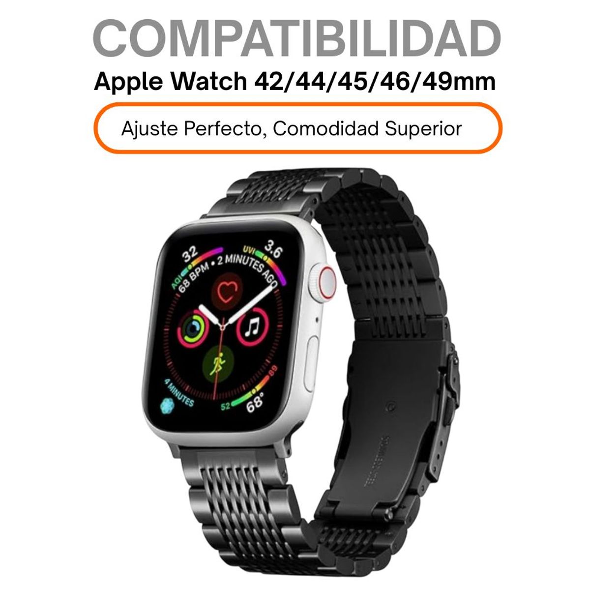 OEM - Correa Acero Inoxidable para Apple Watch Luxury Designer Mesh Negro