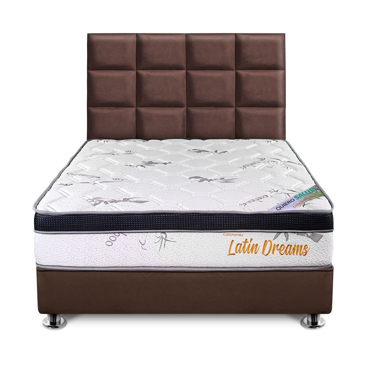 COLCHONES LATIN DREAMS - Dormitorio Latin Health 2 Plz + 2 Almohadas de Fibra + Protector