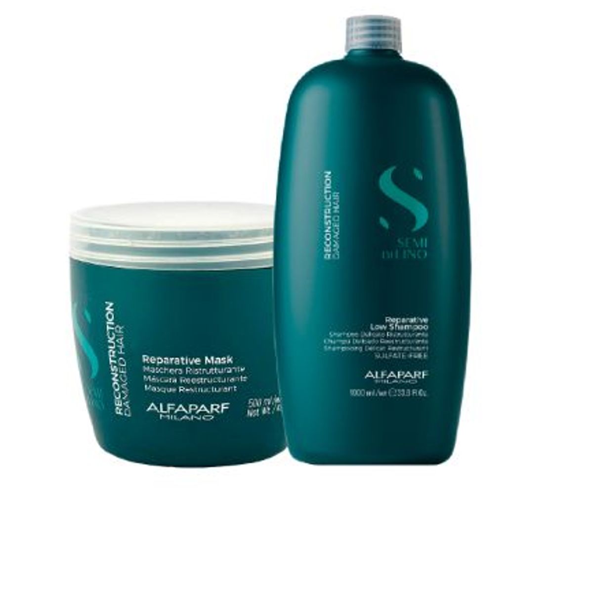 ALFAPARF MILANO - ALFAPARF SEMI DI LINO – Reparative Dúo Shampoo 1 L + Mask 500 ml