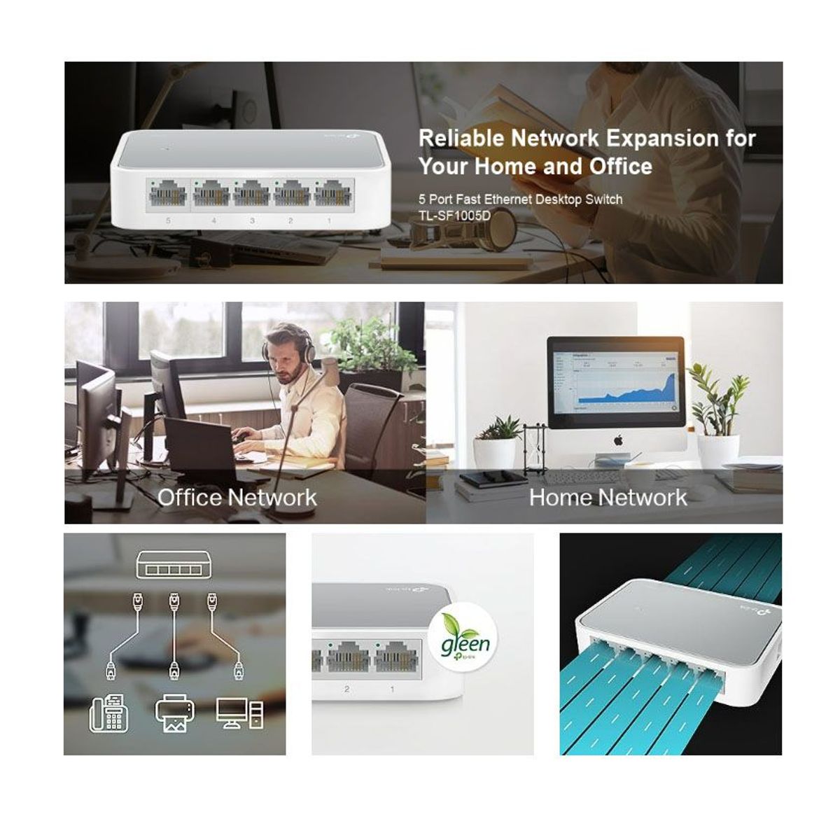 TP LINK - Switch TP-Link 5 Puertos TL-SF1005D 10/100 MBPS