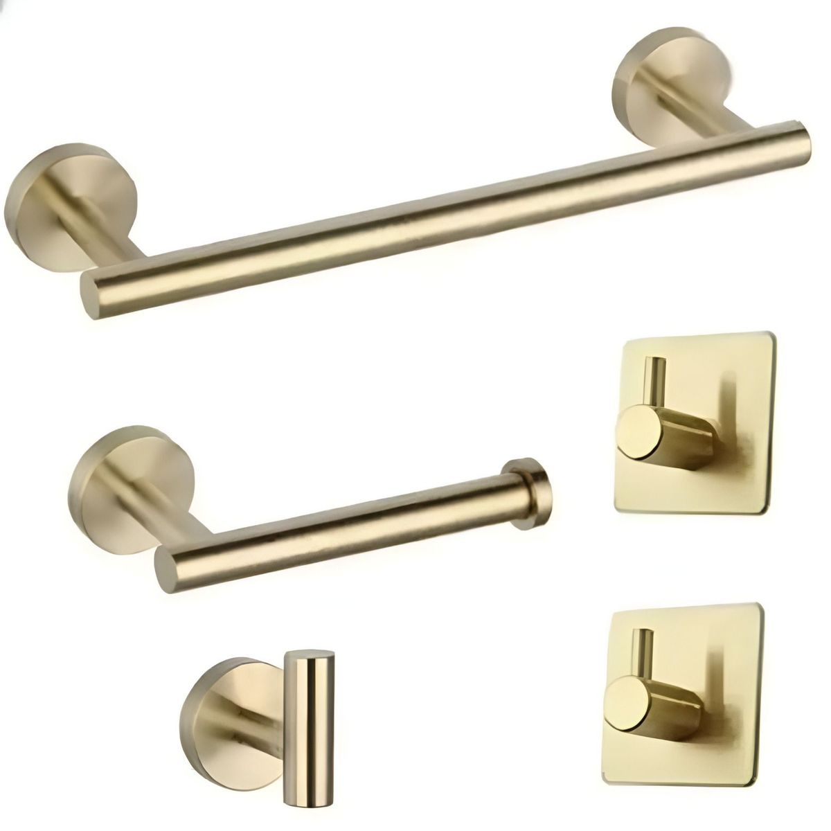 GENERICO - KIT 5 PIEZAS TOALLERO ACERO SUS 304 DORADO