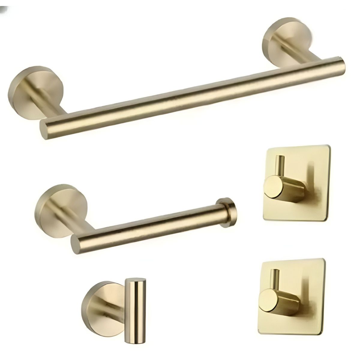 GENERICO - KIT 5 PIEZAS TOALLERO ACERO SUS 304 DORADO