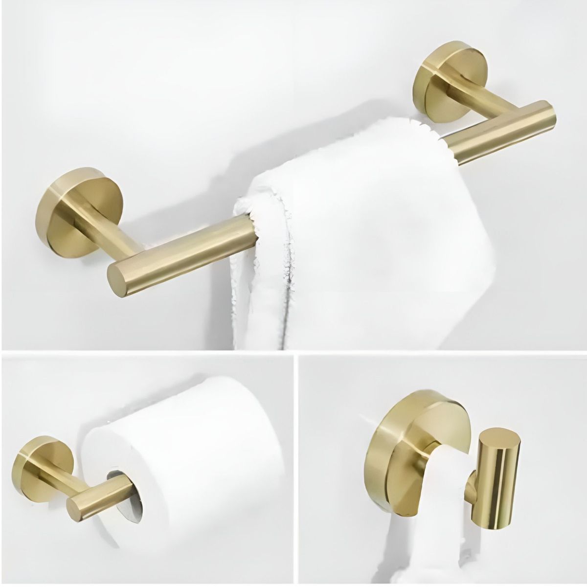 GENERICO - KIT 5 PIEZAS TOALLERO ACERO SUS 304 DORADO