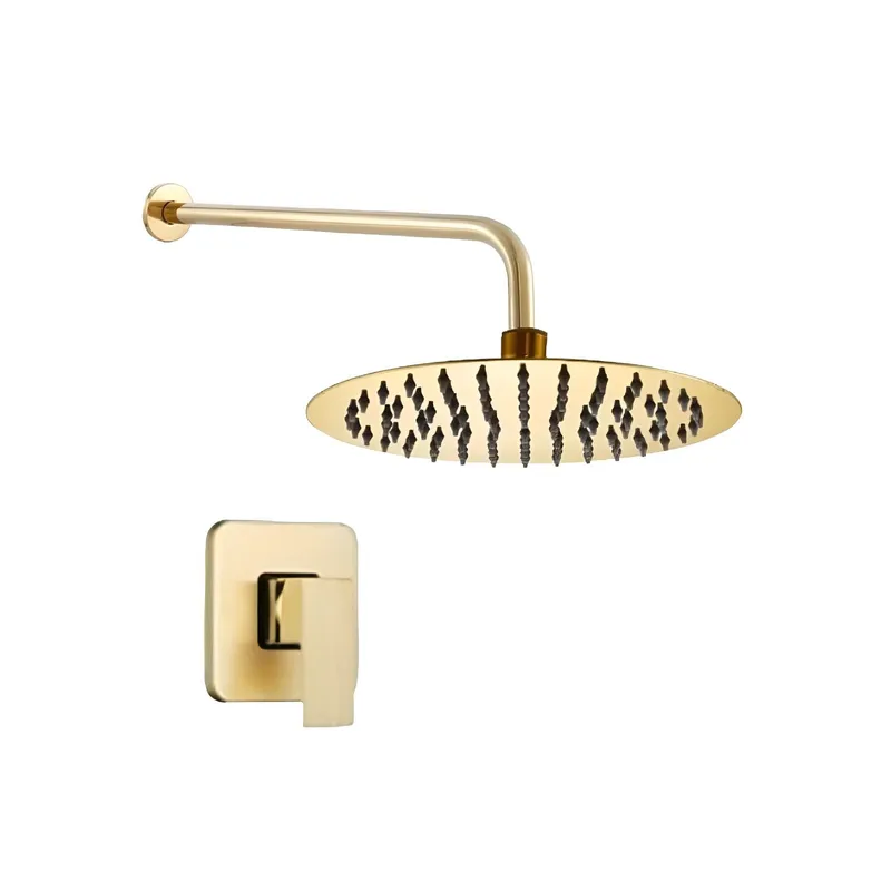 GENERICO - JUEGO DE  DUCHA REDONDA  ACERO 20CM + MEZCLADORA DE DUCHA  DORADO
