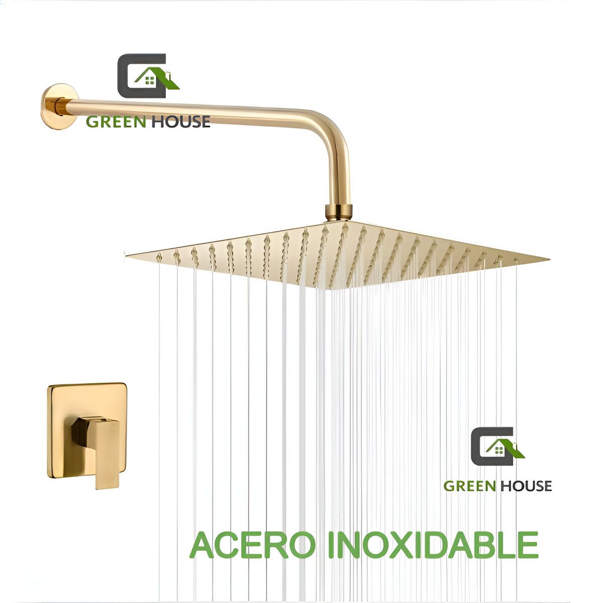 IMPORTADO MC - JUEGO DE DUCHA ACERO 8 PULGADAS + MEZCLADORA DE DUCHA DORADO