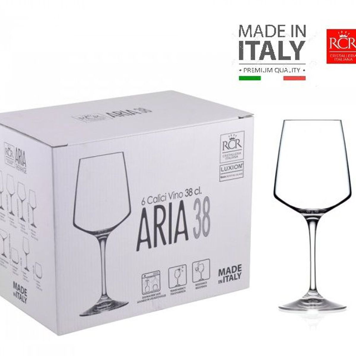 RCR  ITALIA - Set de Copas  X 06 Vino  38CL. RCR - Hecho en Italia