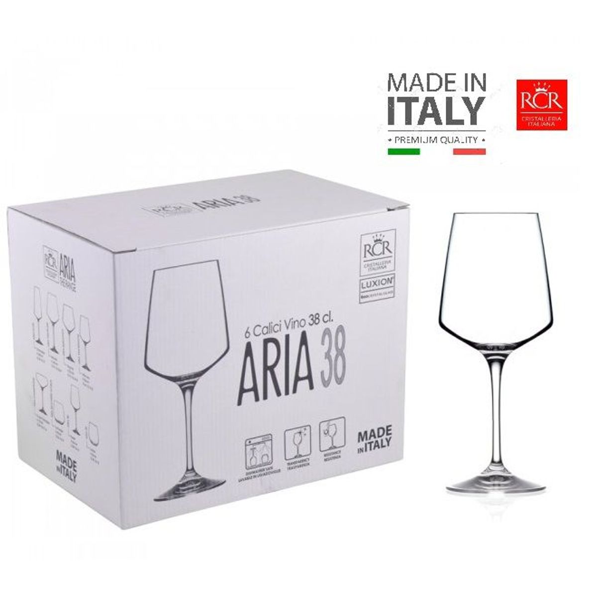 RCR  ITALIA - Set de Copas  X 06 Vino  38CL. RCR - Hecho en Italia
