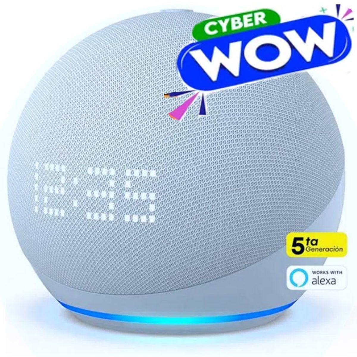 AMAZON - Amazon echo dot 5 con reloj nueva version color Cloud Blue