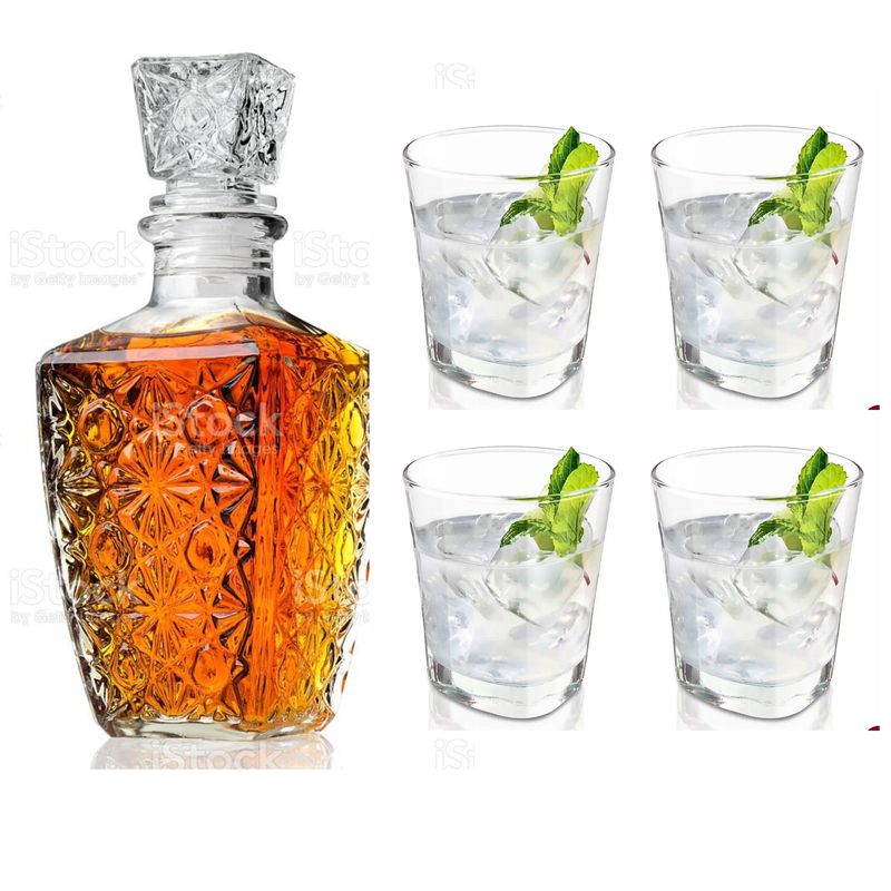 ICHIMATSU - Jgo 7pc Vasos Whiskeros, Cadamada, Licorera, Whiskera, Jerez, Escoces 1000 ml