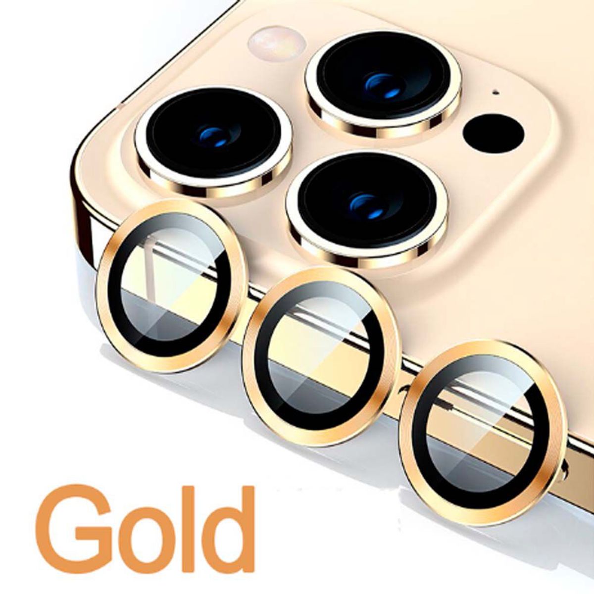 GENERICO - Mica Protectora De Cámara color dorado  Iphone 14 pro max