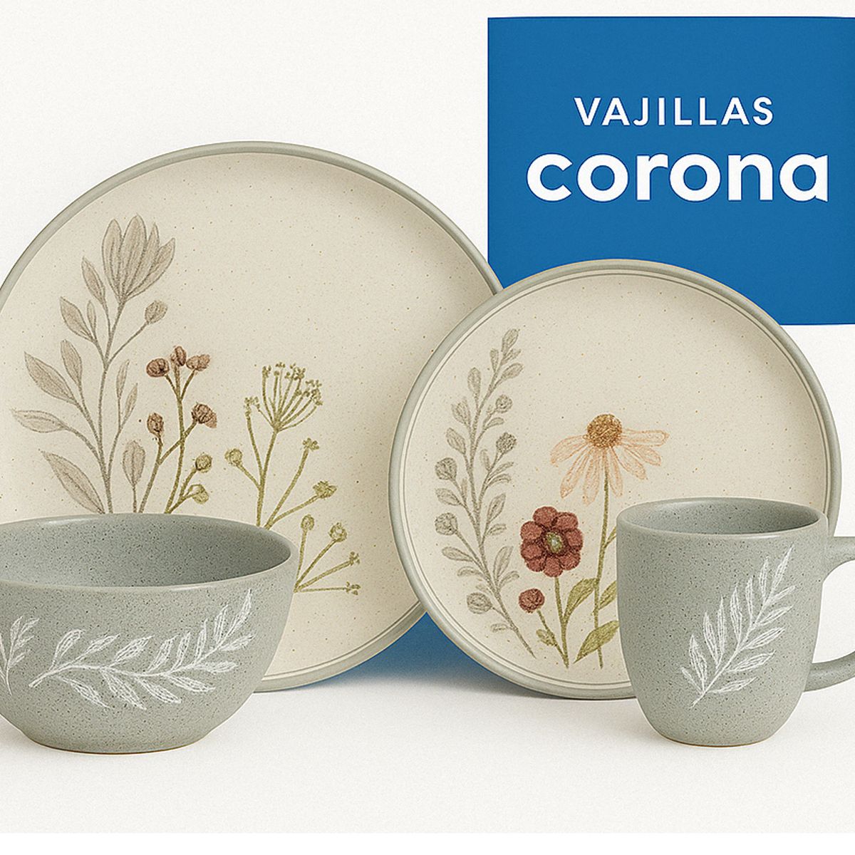 CORONA - Juego de vajilla 16 piezas Anastasia Corona