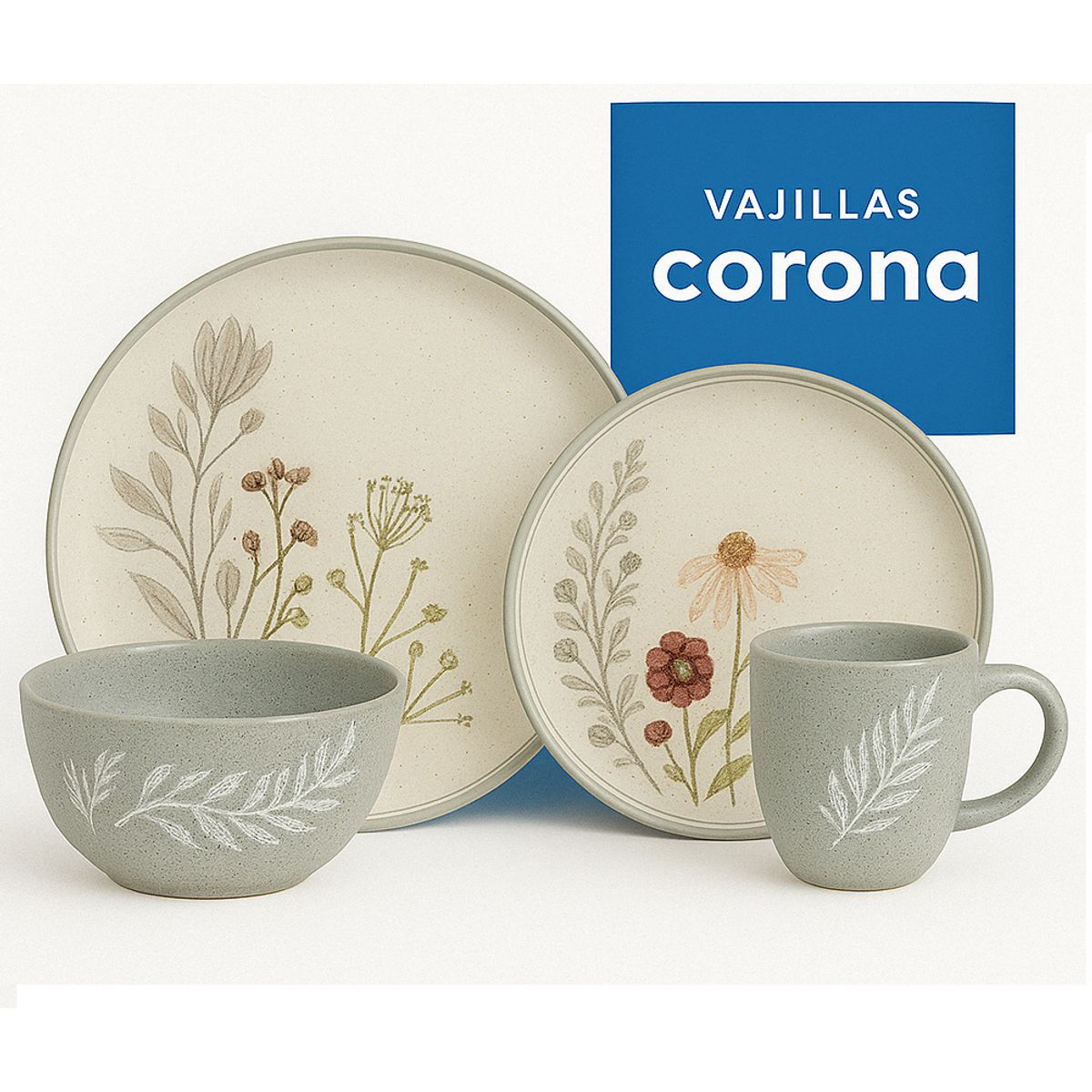 CORONA - Juego de vajilla 16 piezas Anastasia Corona