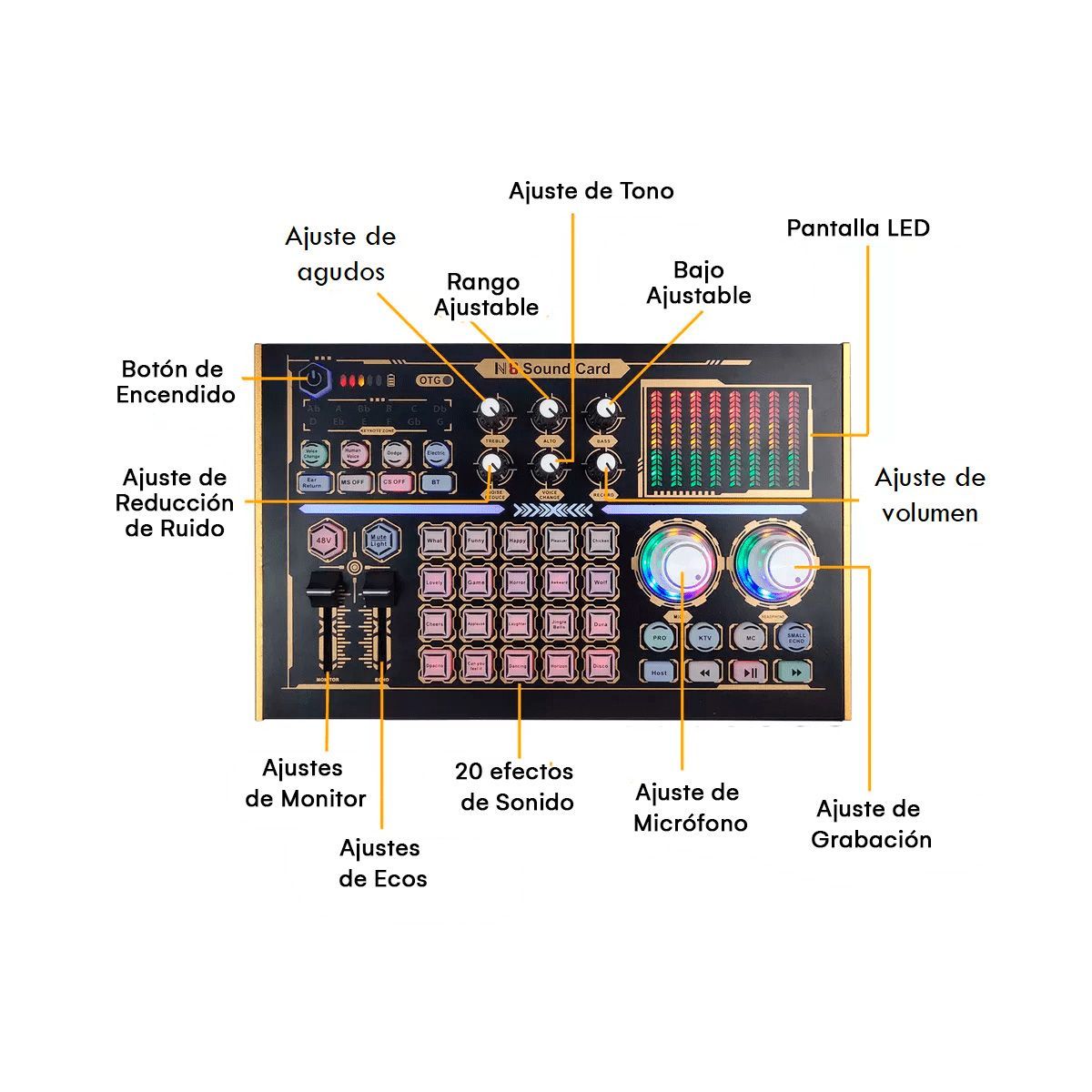 OEM - Interfaz de Audio GAX-N8 con Phantom Power para estudio de grabación