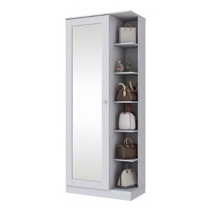 AMUEBLE - Zapatera Con Espejo Melamina Cancún Blanco Tiendas Amueble