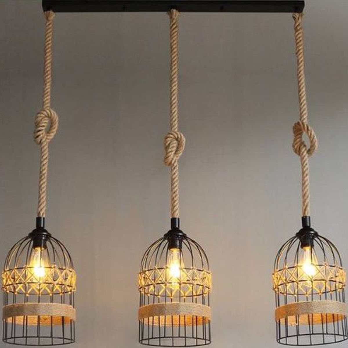 GENERICO - Lámpara de techo colgante modelo jaula rustica incluyen focos