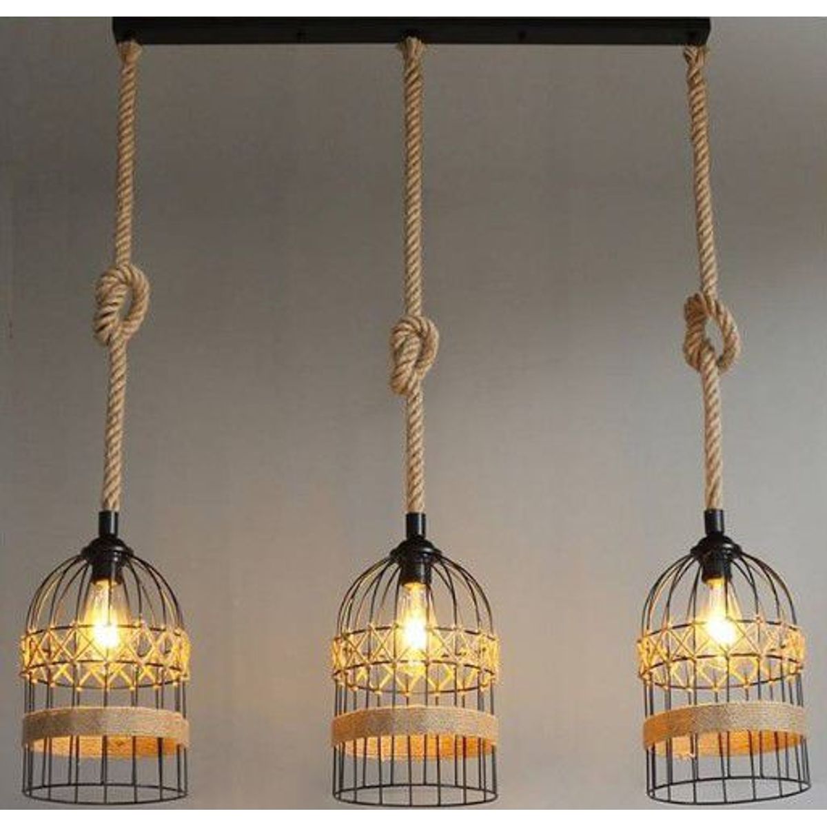 GENERICO - Lámpara de techo colgante modelo jaula rustica incluyen focos