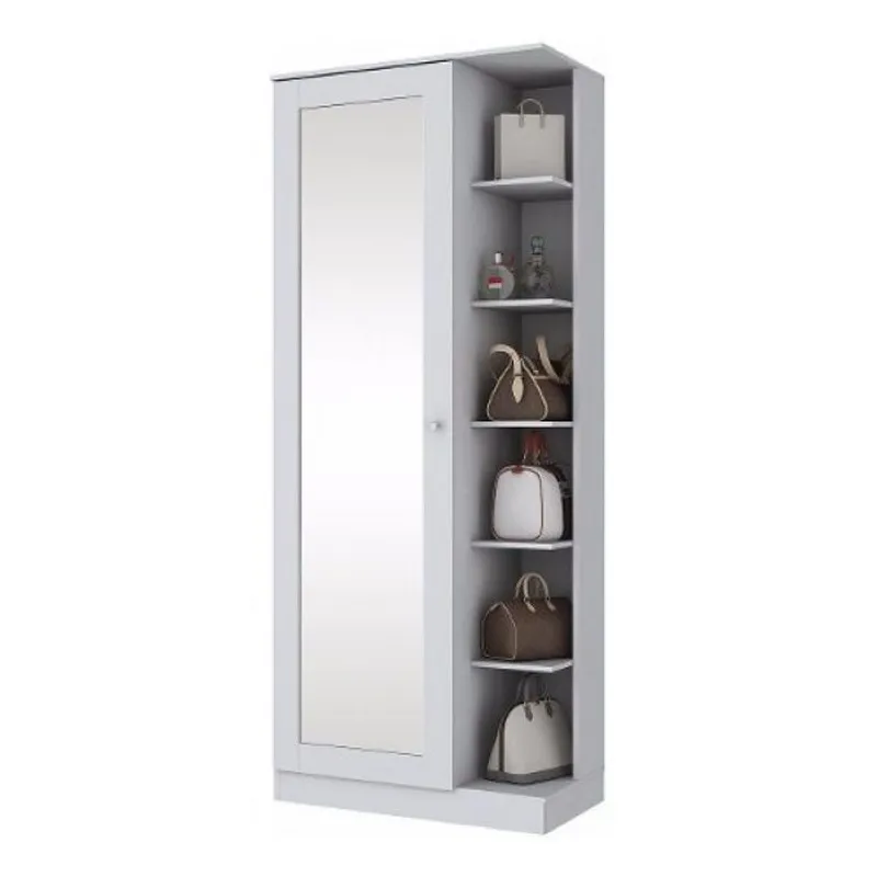 AMUEBLE - zapatera de melamina con espejo BRASILIA  Tiendas Amueble BLANCO