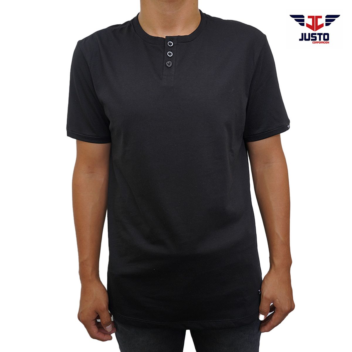 JUSTO - POLO PARA HOMBRE NEGRO Henley Caballero