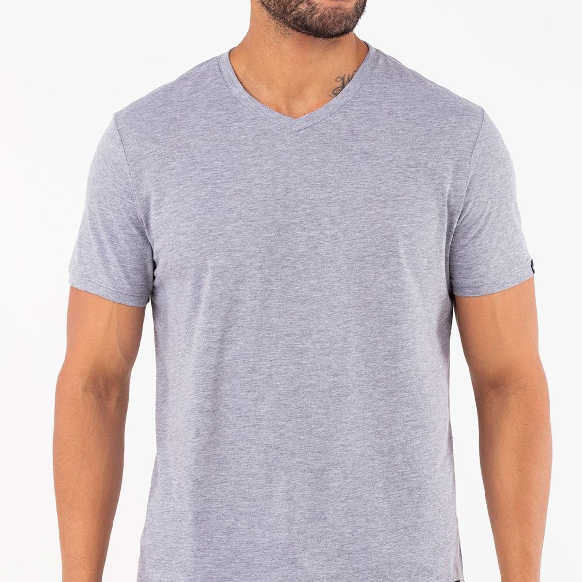 JUSTO - POLO GRIS CUELLO V - ALGODON