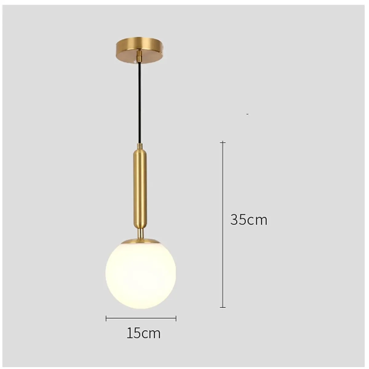 GENERICO - Lámpara de techo colgante bola de cristal blanca