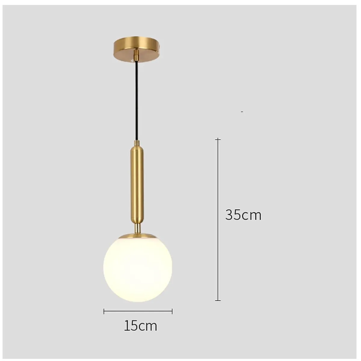 GENERICO - Lámpara de techo colgante bola de cristal blanca